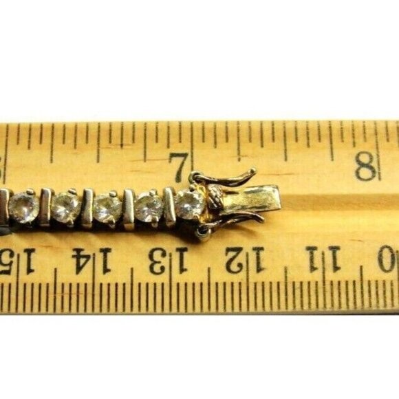 7" Tennis Bracelet Gold Plated 925 Sterling Silver Simulated Cubic Zirconia - Picture 5 of 10